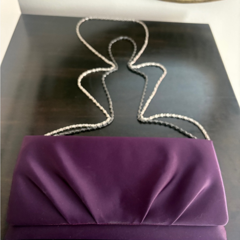 Purple Plush Satin Formal Clutch